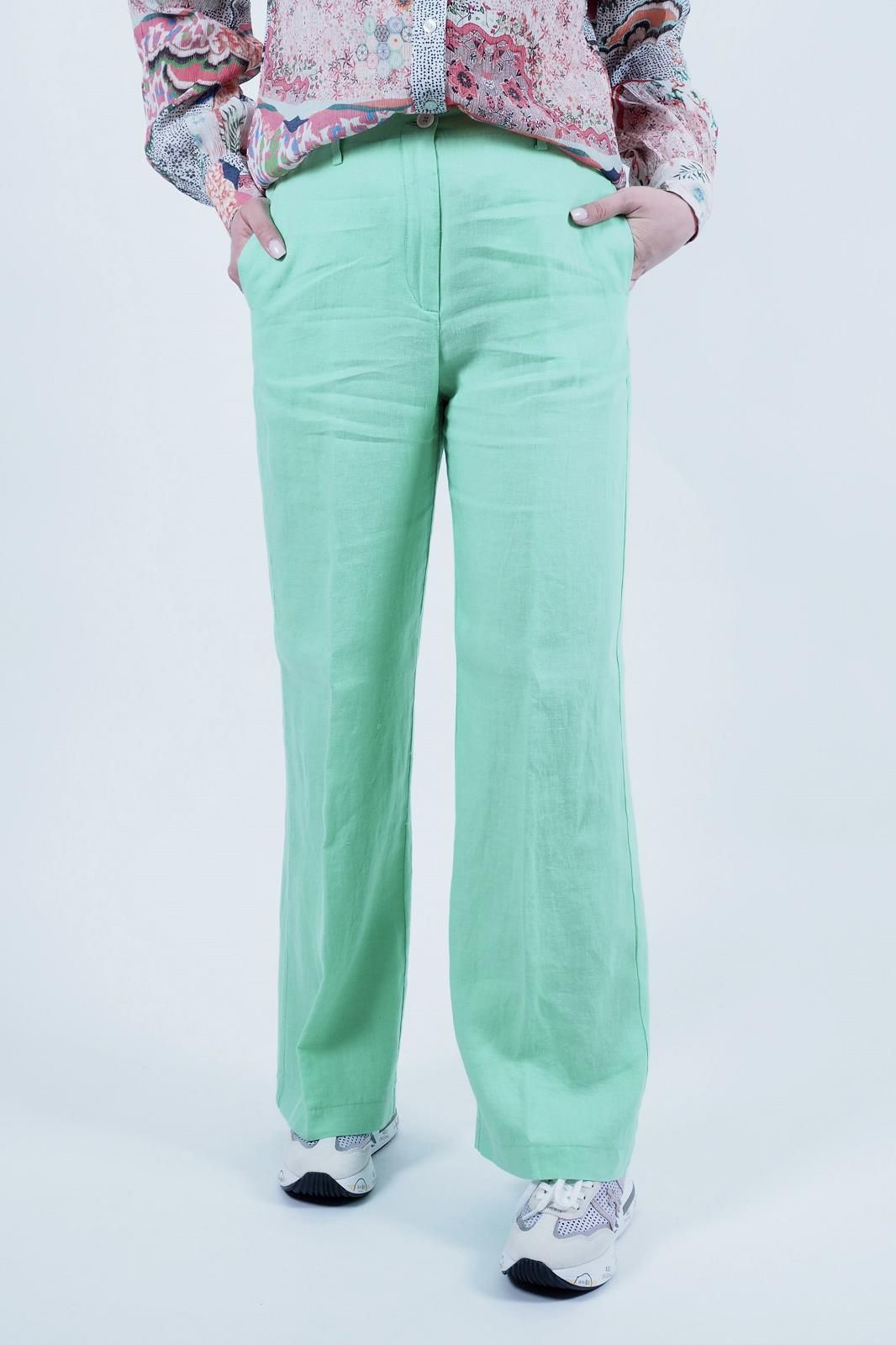 Pantalon en lin vert menthe 1970 SEVENTY | Marine