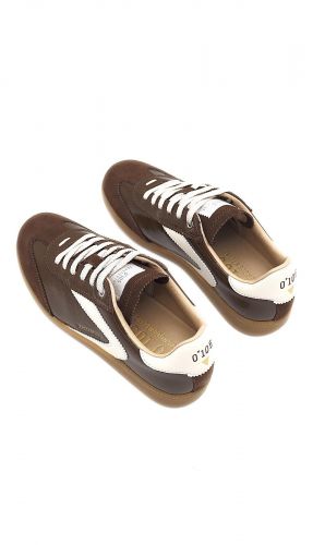 Baskets en nubuk & cuir vernis chocolat 0'105 | Marine