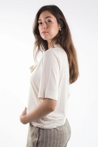 Blouse beige noeud 1970 | MARINE Auvelais