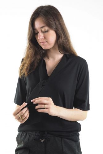 Blouse noire noeud 1970 | MARINE Auvelais
