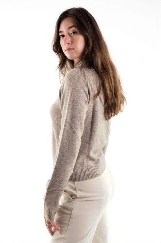 Pull en laine Mouliné beige SEVENTY | MARINE Auvelais