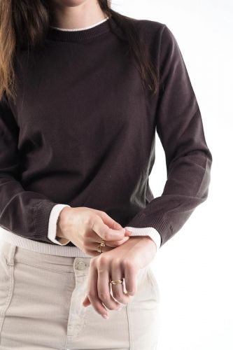 Pull fin brun SEVENTY | MARINE Auvelais