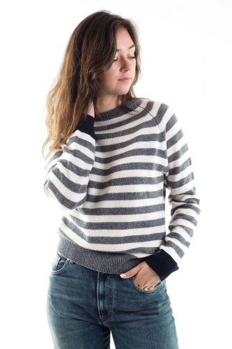 Pull rayé beige et blanc SEVENTY | MARINE Auvelais