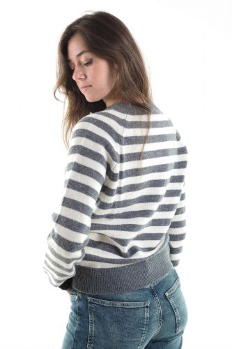 Pull rayé beige et blanc SEVENTY | MARINE Auvelais