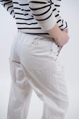 Pantalon blanc large 1970 pour femme