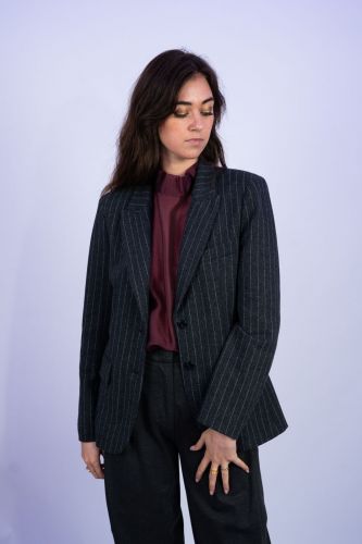 Blazer cintré à lignes gris clair 1970 SEVENTY | Marine