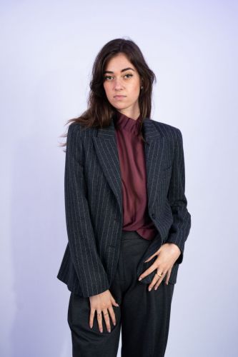 Blazer cintré à lignes gris clair 1970 SEVENTY | Marine