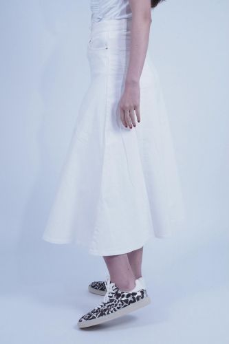 Jupe en coton bull stretch blanc 1970 SEVENTY | Marine