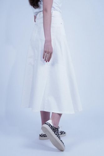 Jupe en coton bull stretch blanc 1970 SEVENTY | Marine