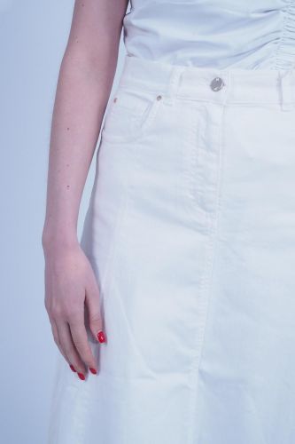 Jupe en coton bull stretch blanc 1970 SEVENTY | Marine