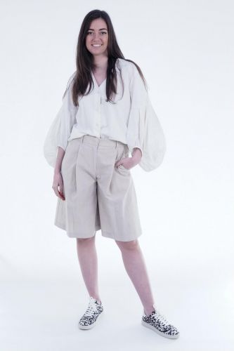 8PM short Beige femmes (Bermuda carreaux - ANANDI A prince de galles) - Marine | Much more than shoes