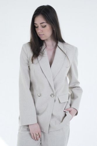 Blazer en toile de coton prince de Galles 8PM | Marine