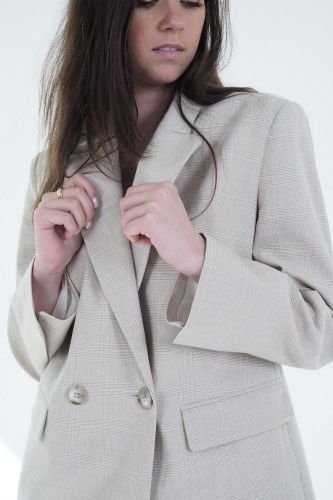 Blazer en toile de coton prince de Galles 8PM | Marine
