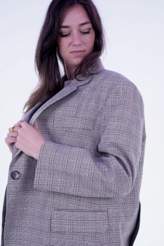 Blazer à motif Prince de Galles beige 8PM | Marine