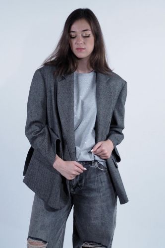 8PM blazer Gris femmes (Blazer oversize MG - TUFTS chiné clair) - Marine | Much more than shoes