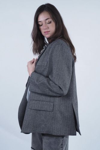 8PM blazer Gris femmes (Blazer oversize MG - TUFTS chiné clair) - Marine | Much more than shoes