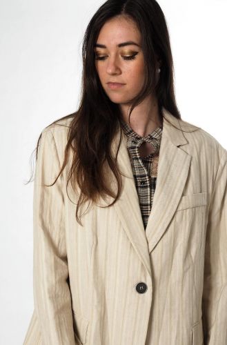 8PM blazer Beige femmes (Blazer oversize structure - DOHA-A blazer trame) - Marine | Much more than shoes