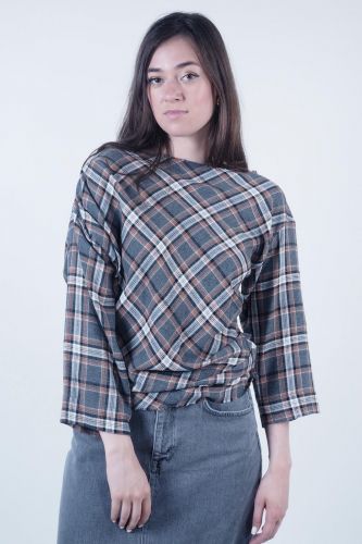 Blouse à carreaux gris 8PM | Marine