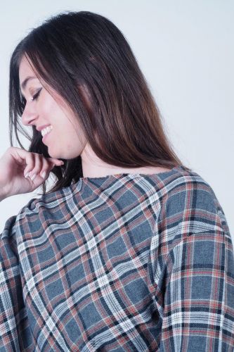 Blouse à carreaux gris 8PM | Marine