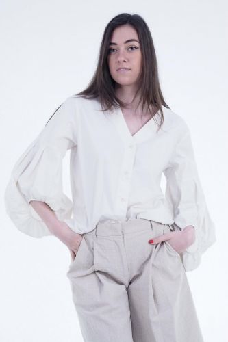 8PM blouse Ecru femmes (Blouse col V - --) - Marine | Much more than shoes