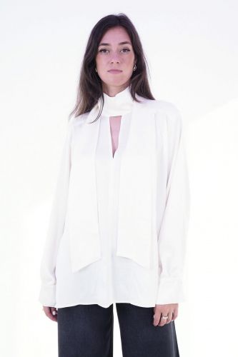 Blouse soyeuse fluide ecru 8PM | Marine