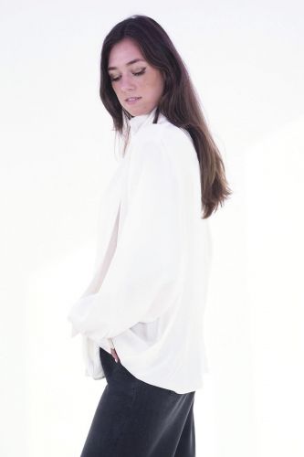 Blouse soyeuse fluide ecru 8PM | Marine