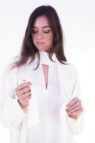 Blouse soyeuse fluide ecru 8PM | Marine