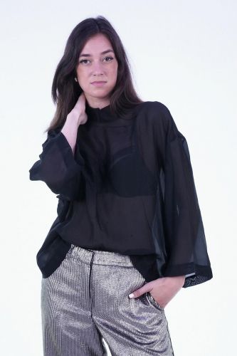 Blouse transparente en organza noire 8PM | Marine