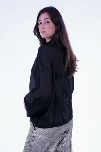 Blouse transparente en organza noire 8PM | Marine