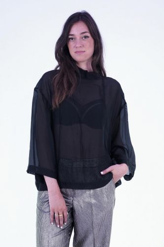 Blouse transparente en organza noire 8PM | Marine
