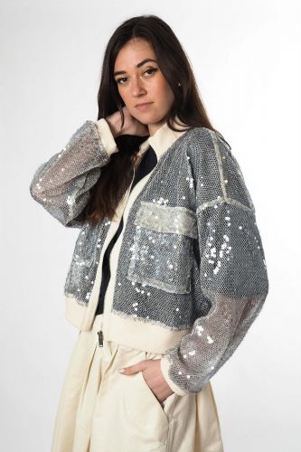 8PM bomber Ciel femmes (Bomber paillettes - BOLOGNA bomber paillettes ciel) - Marine | Much more than shoes
