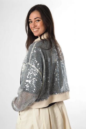 8PM bomber Ciel femmes (Bomber paillettes - BOLOGNA bomber paillettes ciel) - Marine | Much more than shoes