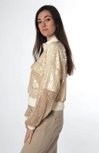 8PM bomber Or femmes (Bomber paillettes - BOLOGNA bomber paillettes or) - Marine | Much more than shoes