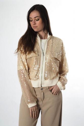 8PM bomber Or femmes (Bomber paillettes - BOLOGNA bomber paillettes or) - Marine | Much more than shoes