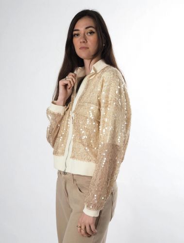 8PM bomber Or femmes (Bomber paillettes - BOLOGNA bomber paillettes or) - Marine | Much more than shoes