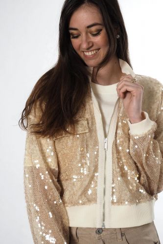 8PM bomber Or femmes (Bomber paillettes - BOLOGNA bomber paillettes or) - Marine | Much more than shoes