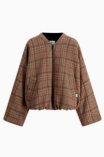 Veste bomber réversible à carreaux rouge 8PM | Marine