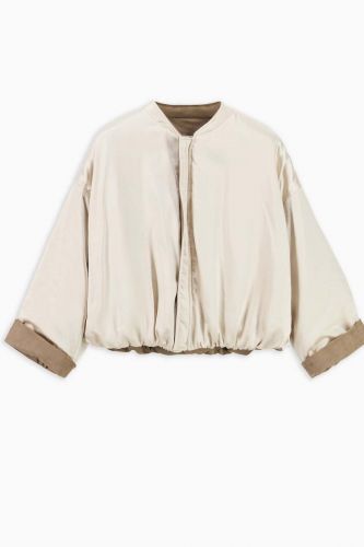 Bomber réversible taupe en daim 8PM | Marine