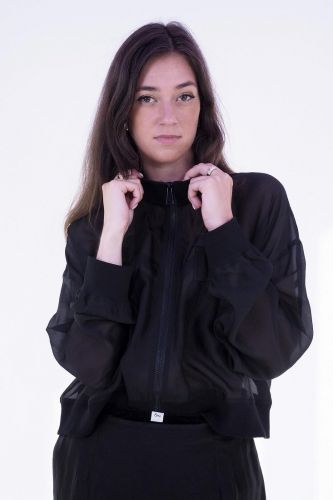 Bomber transparent en organza noir 8PM | Marine