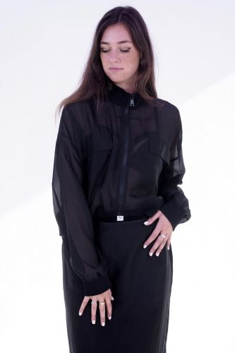 Bomber transparent en organza noir 8PM | Marine