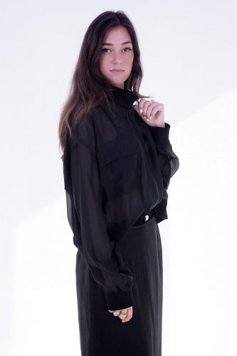 Bomber transparent en organza noir 8PM | Marine