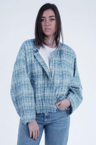 8PM bomber Bleu femmes (Bomber tweed - CORONADO turquoise) - Marine | Much more than shoes