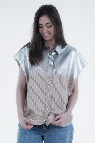 Chemise à lignes beige 8PM | Marine