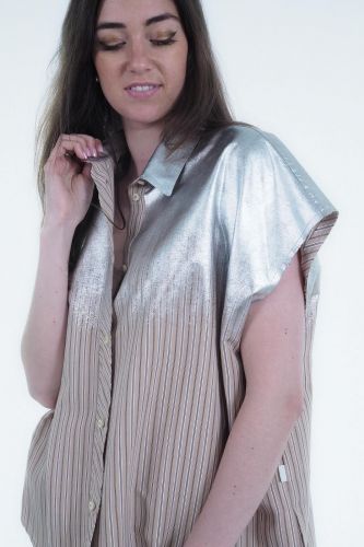 Chemise à lignes beige 8PM | Marine