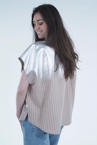 Chemise à lignes beige 8PM | Marine