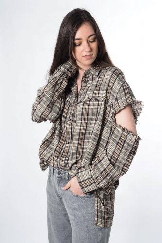 8PM chemise Multicolor femmes (Chemise carreaux + épaule trou - BANGALORE chemise carreaux) - Marine | Much more than shoes