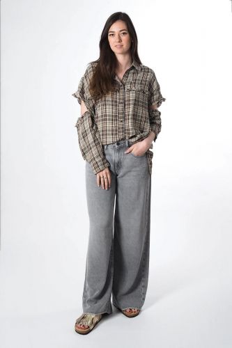 8PM chemise Multicolor femmes (Chemise carreaux + épaule trou - BANGALORE chemise carreaux) - Marine | Much more than shoes