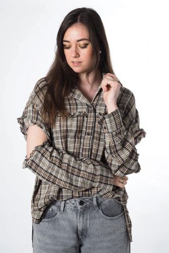 8PM chemise Multicolor femmes (Chemise carreaux + épaule trou - BANGALORE chemise carreaux) - Marine | Much more than shoes