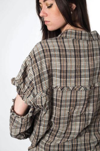 8PM chemise Multicolor femmes (Chemise carreaux + épaule trou - BANGALORE chemise carreaux) - Marine | Much more than shoes