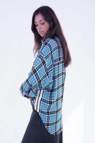 Chemise à carreaux turquoise 8PM | Marine